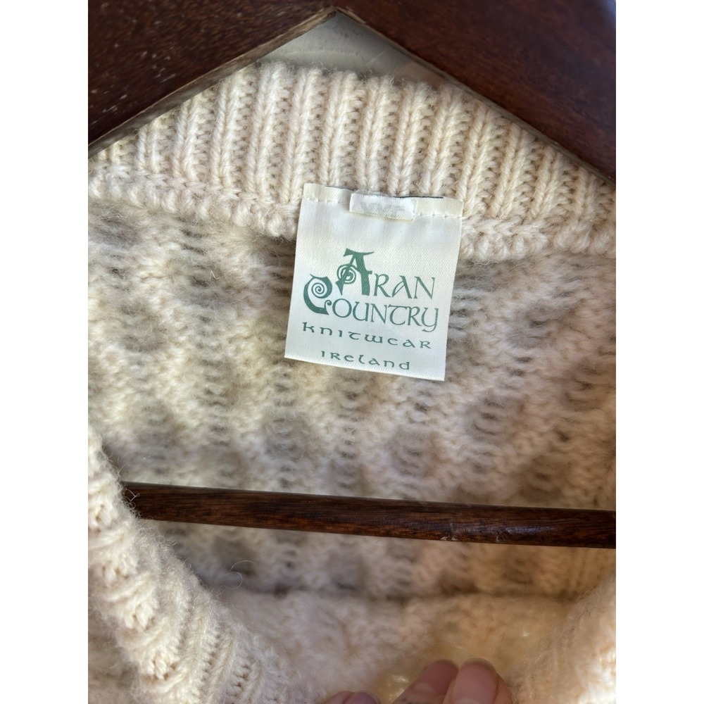 Vintage Aran Country Wool Cable Knit Fisherman Sweater Ireland Pullover XXL - Picture 6 of 8